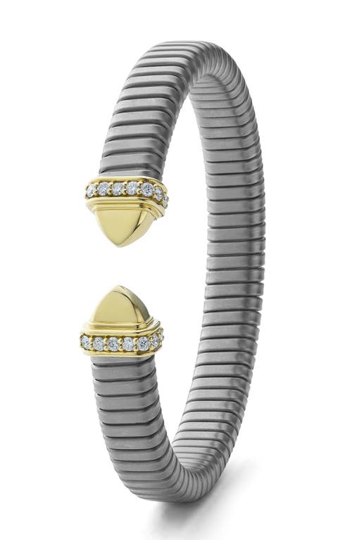 Lagos Pointed Dome Diamond Cuff Bracelet In Two-tone