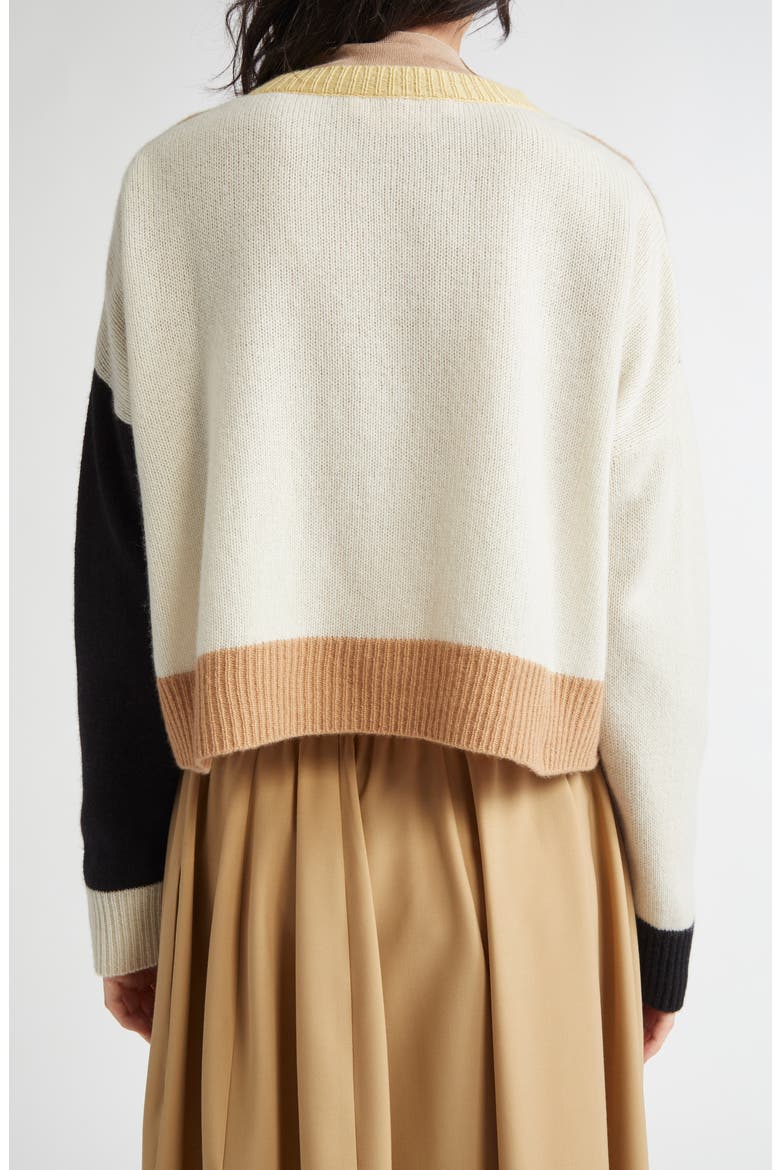 Colorblock Boxy Crop Cashmere Cardigan, Alternate, color, TAN