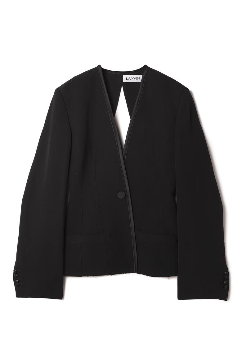 Silk And Viscose Open-Back Jacket, Alternate, color, Black