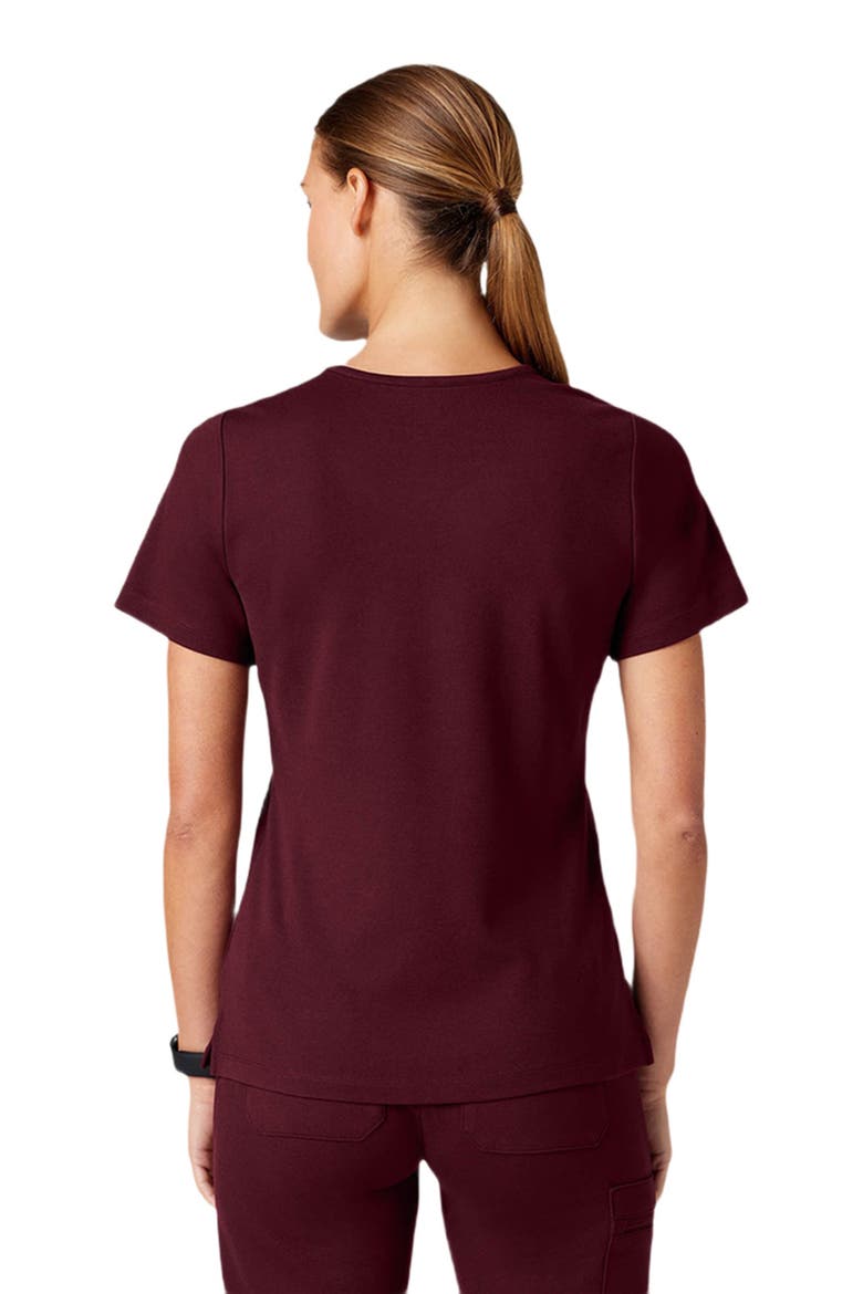 Cesi Women's 2-Pocket Slim Knit V-Neck Scrub Top, Alternate, color, Burgundy