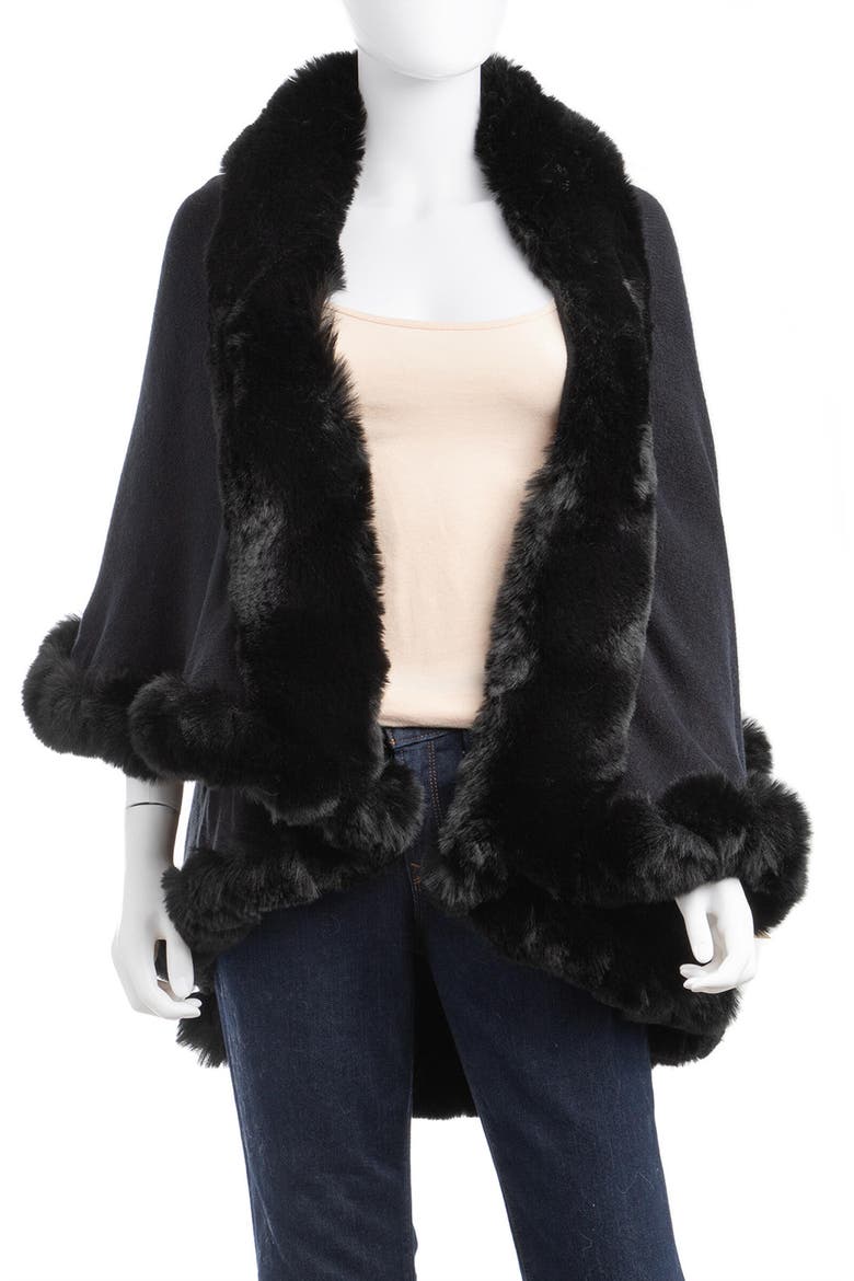 Tiered Faux Fur Cardigan, Alternate, color, BLACK