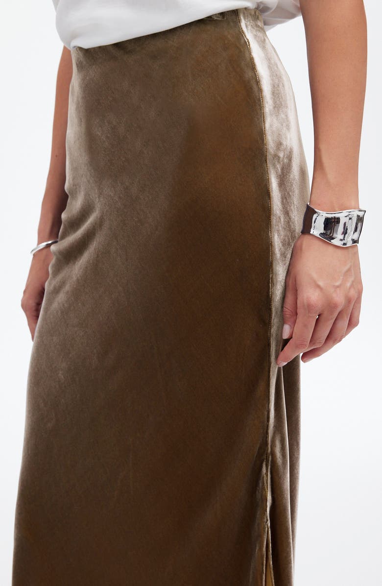 Madewell Velvet Maxi Slip Skirt, Alternate, color, Irridescent Grey