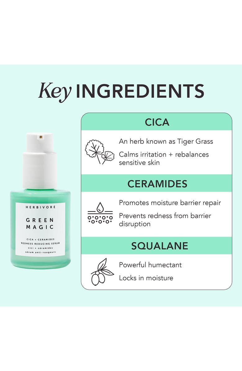 Herbivore Botanicals Green Magic Cica + Ceramides Redness Reducing Serum, Alternate, color,