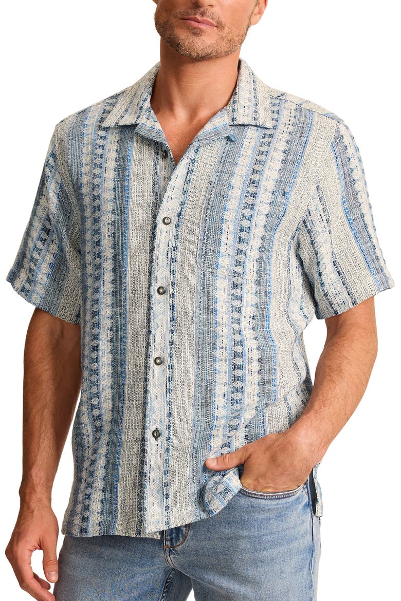 Milano Isles Stripe Short Sleeve Button Up Shirt, Main, color, MAJOLICA BLUE