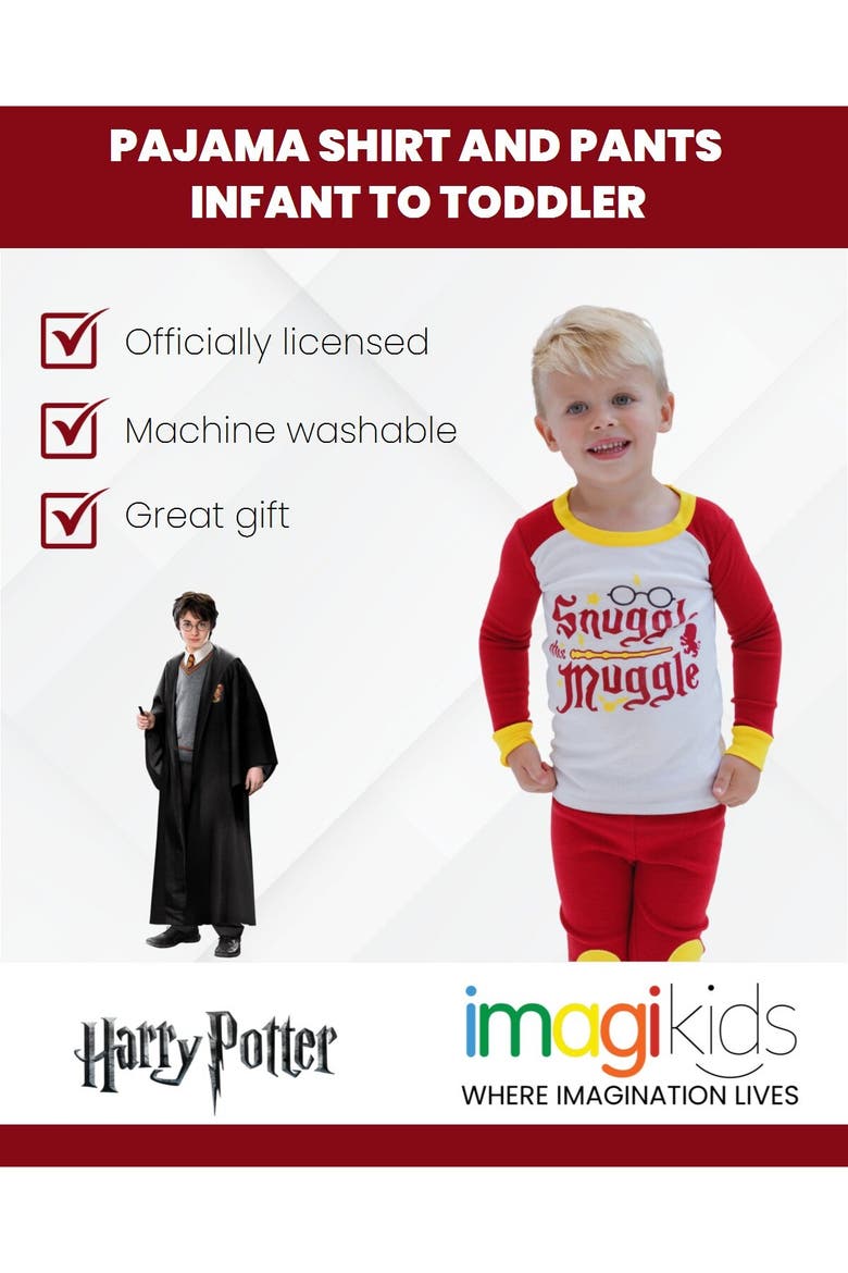 2-Piece Pajama Shirt and Pants Set, Alternate, color, Maroon and Yellow