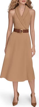 Donna Karan New York Sleeveless Belted A-Line Dress