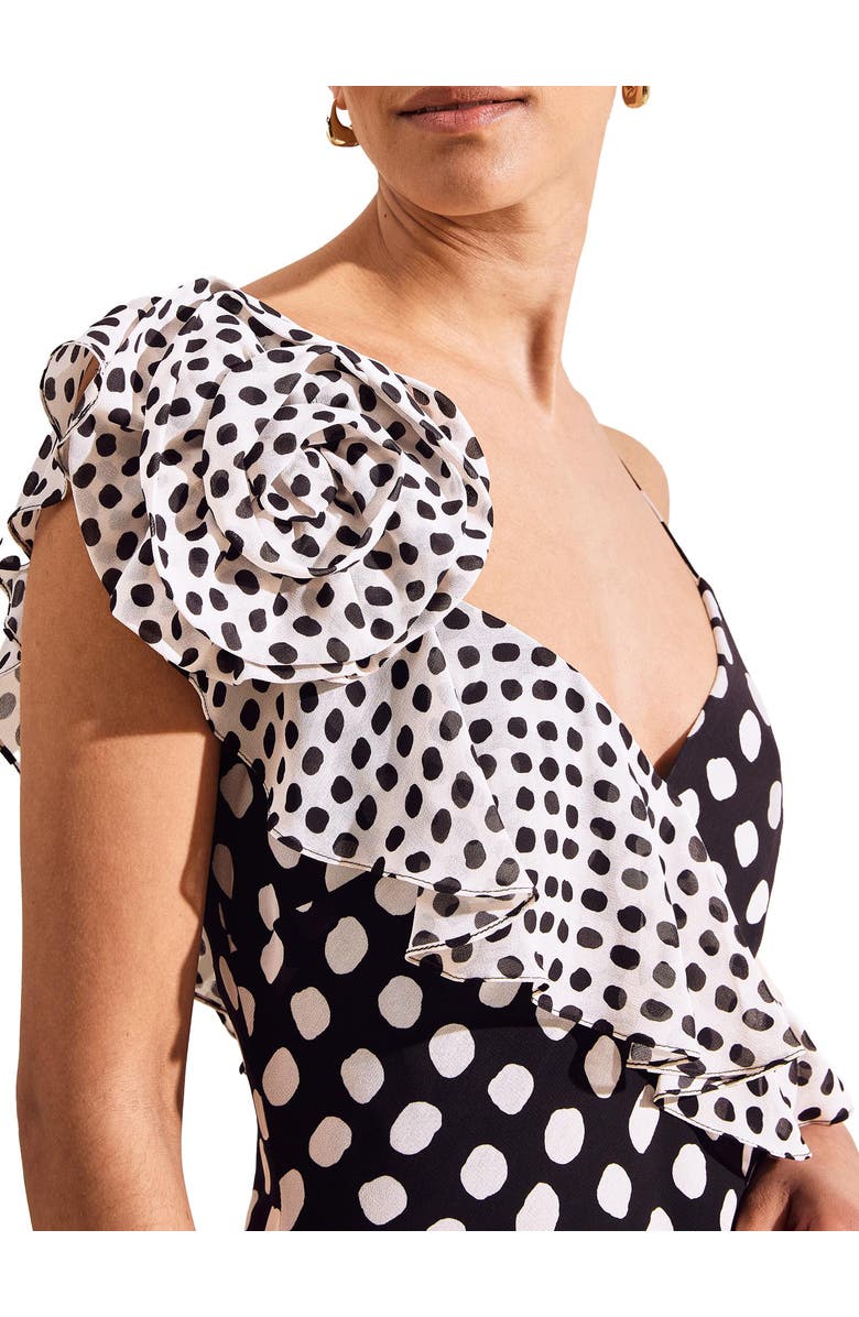 Ro&Zo Celeste Corsage Spot Print Dress, Alternate, color,