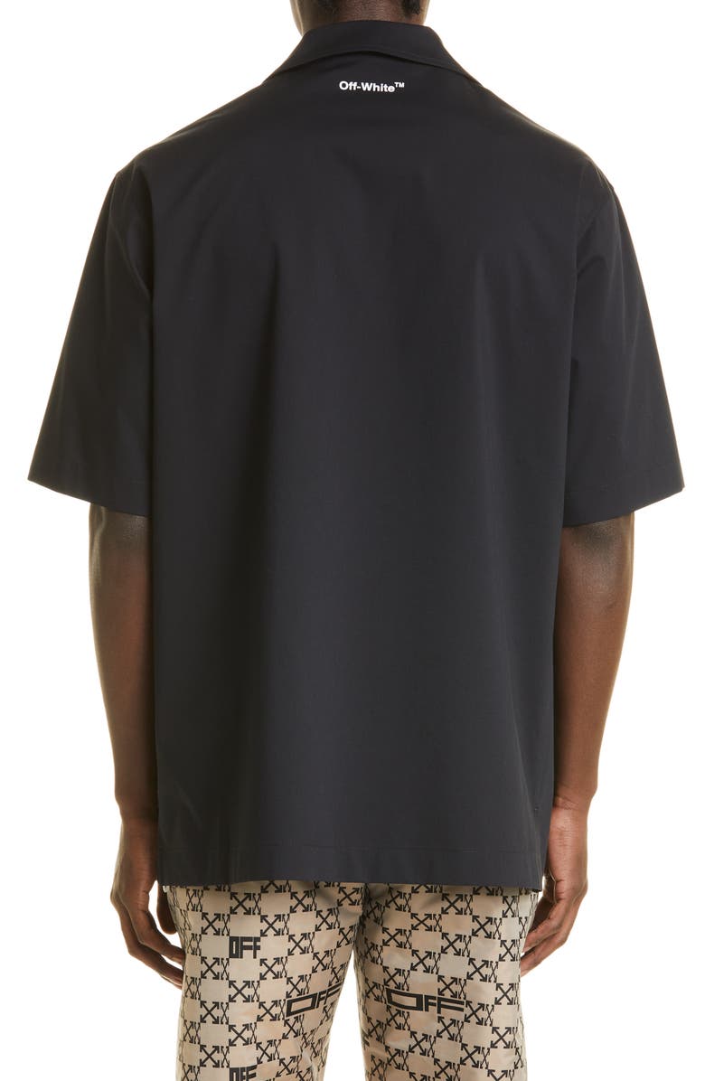 Off-White Single Arrow Short Sleeve Cotton Blend Button-Up Shirt, Alternate, color, 