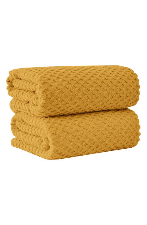 Diamond Waffle Textured 2-Piece Bath Sheet Set