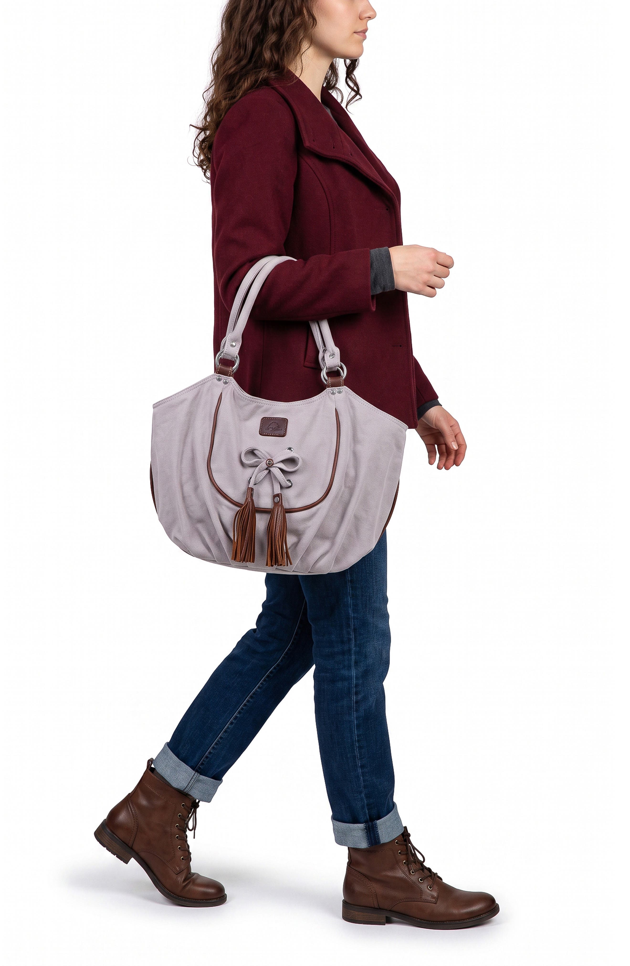 Bold Lotus Leather Trim Hobo, Alternate, color, GREY