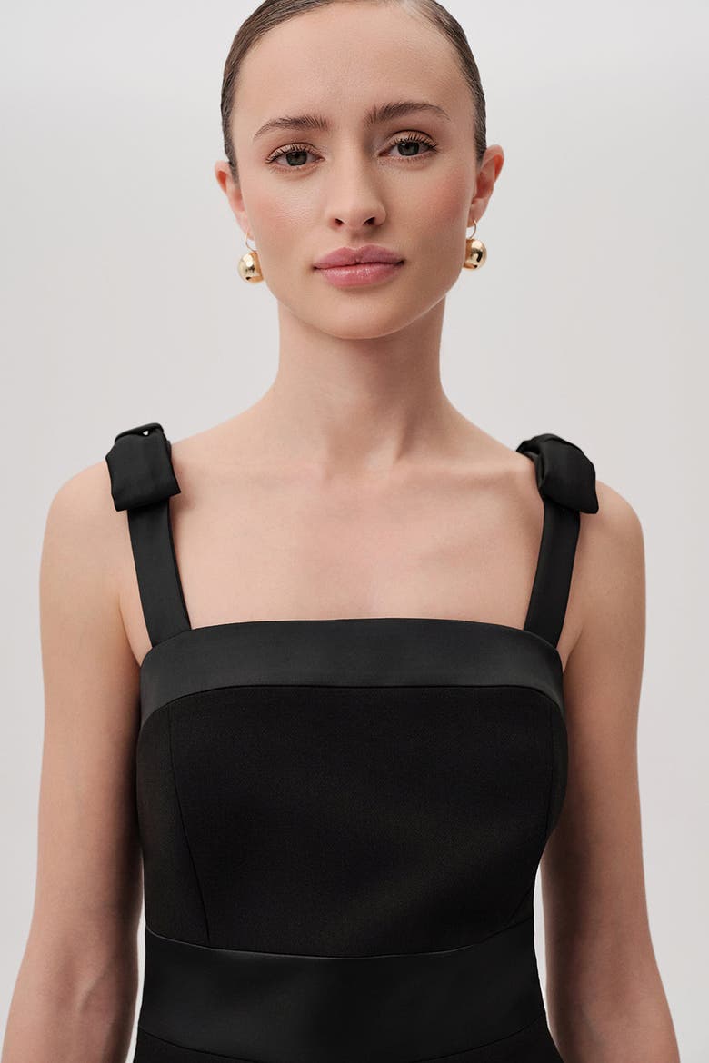 Ribbon Strap Mini Dress, Alternate, color, BLACK