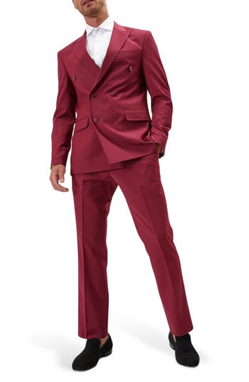 Ron Tomson Super 120s Wool Double Breasted Tuxedo Jacket