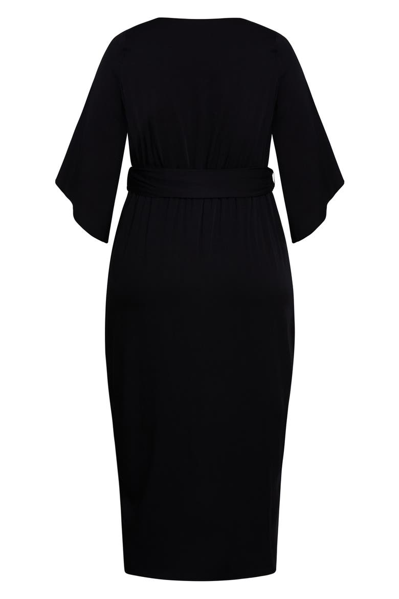 Faux Wrap Dress, Alternate, color, BLACK