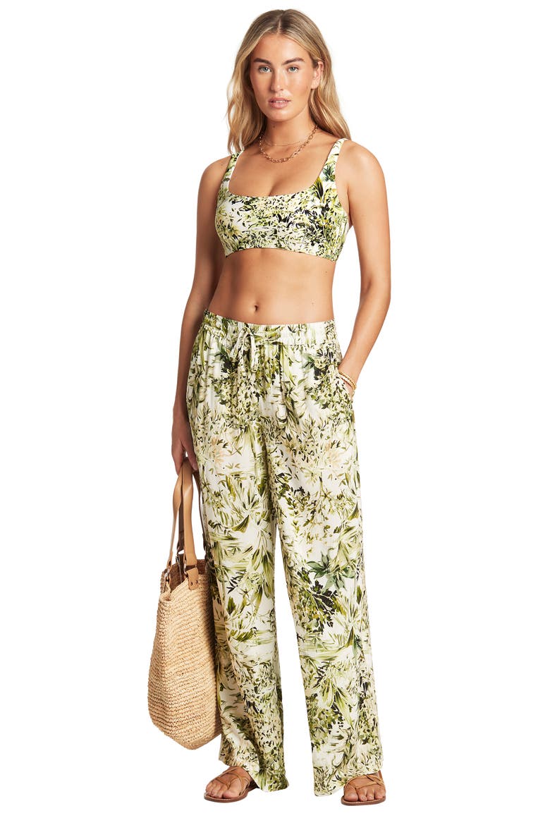 Cover-Up Palazzo Pants, Alternate, color, GREEN WHITE