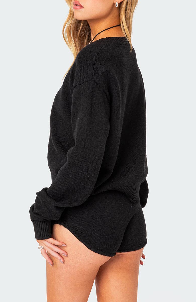 EDIKTED Comfort Club Oversize Crop Sweater, Alternate, color, Black