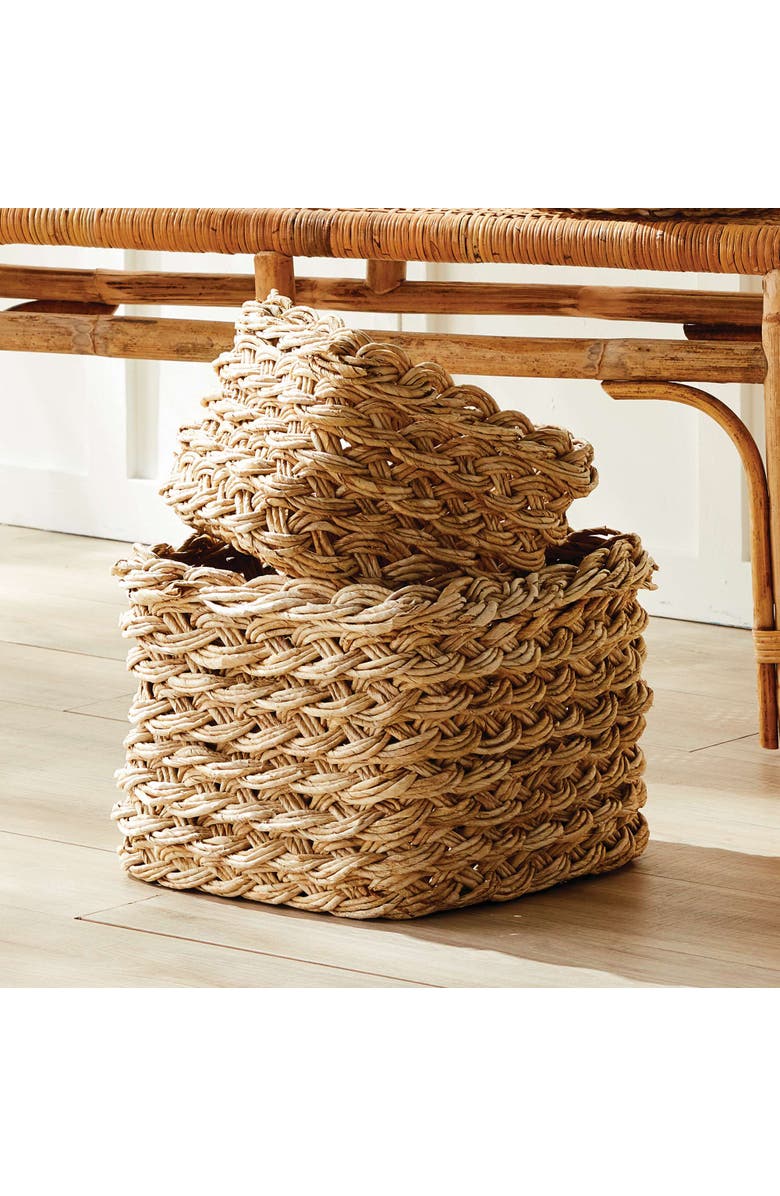 Napa Home & Garden Abaca French Braid Storage Baskets Square Set Of 2, Alternate, color, Beige