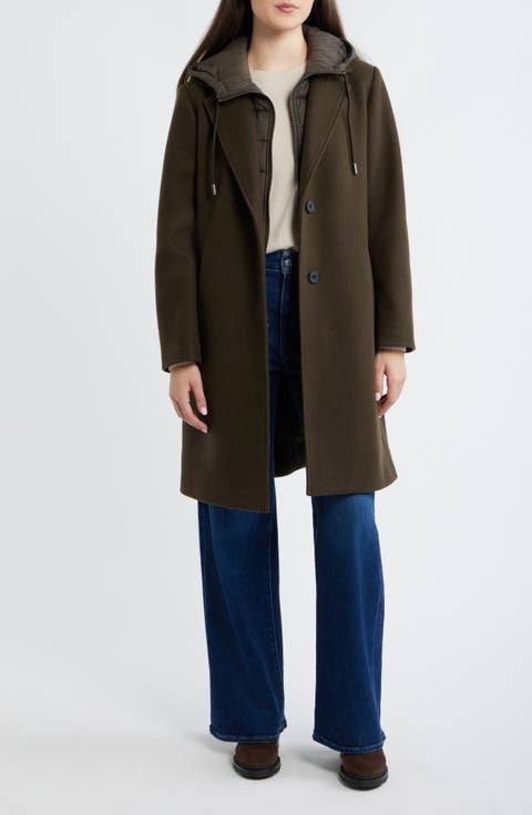 Walker Coat with Hooded Bib Inset