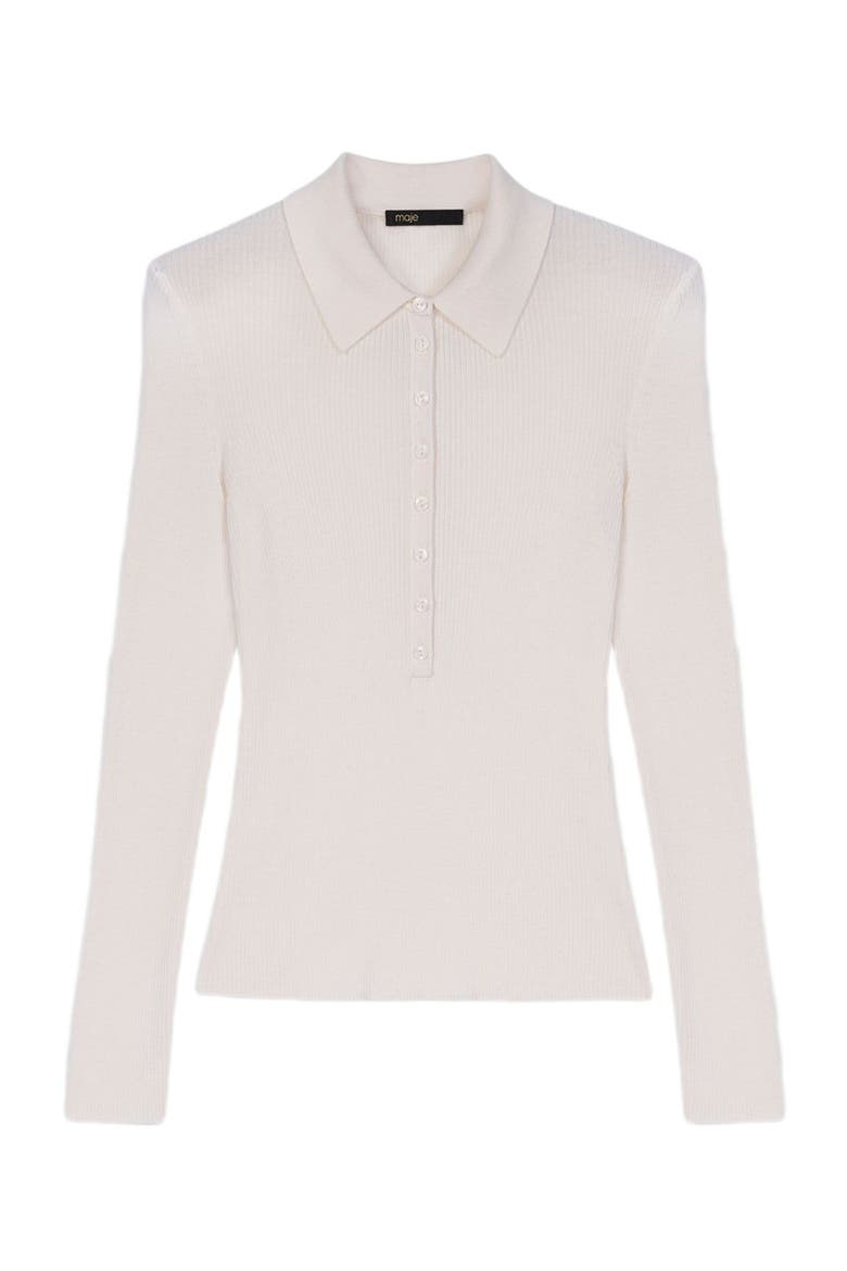 Ribbed polo sweater, Main, color, Ecru