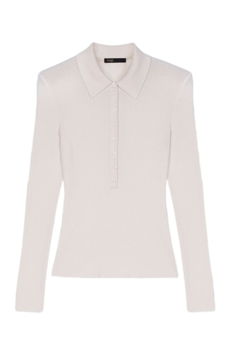 maje Ribbed polo sweater, Main, color, Ecru