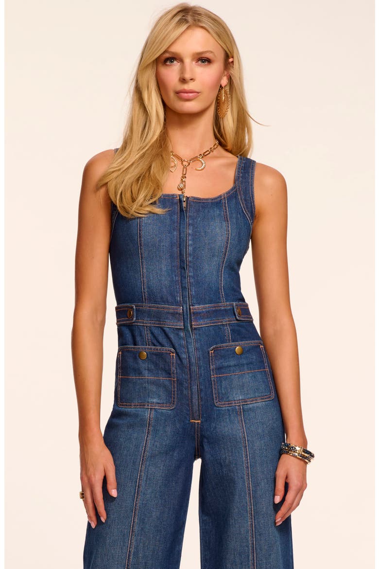 Janet Cotton Blend Denim Jumpsuit, Alternate, color, MEDIUM WASH