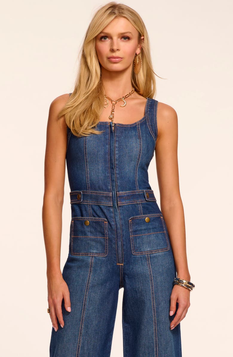 Ramy Brook Janet Cotton Blend Denim Jumpsuit, Alternate, color, Medium Wash