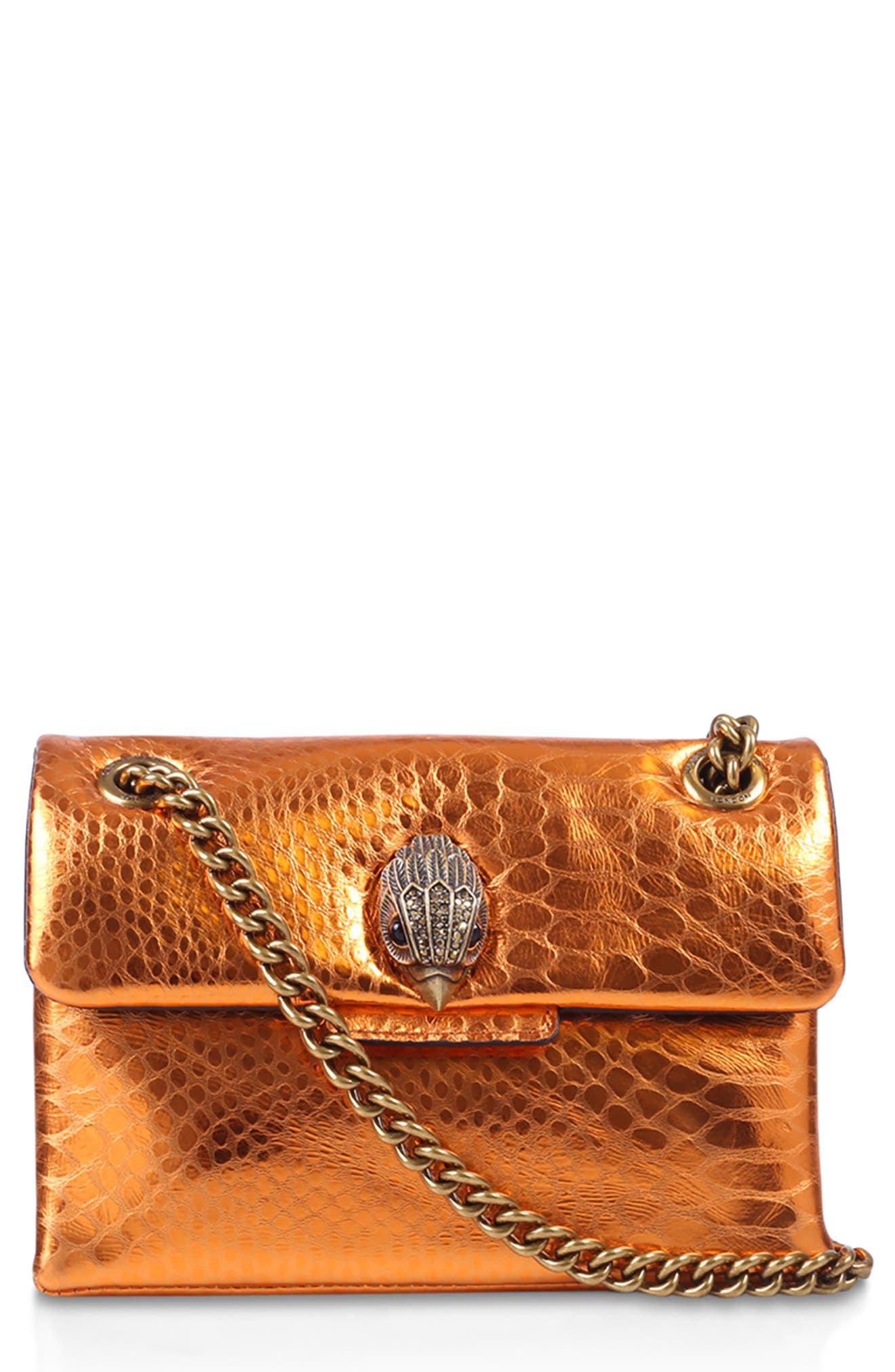 Kurt Geiger London Rainbow Shop Mini Kensington Metallic Leather Crossbody Bag, Main, color, 