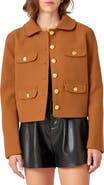English Factory Button Front Crop Blazer