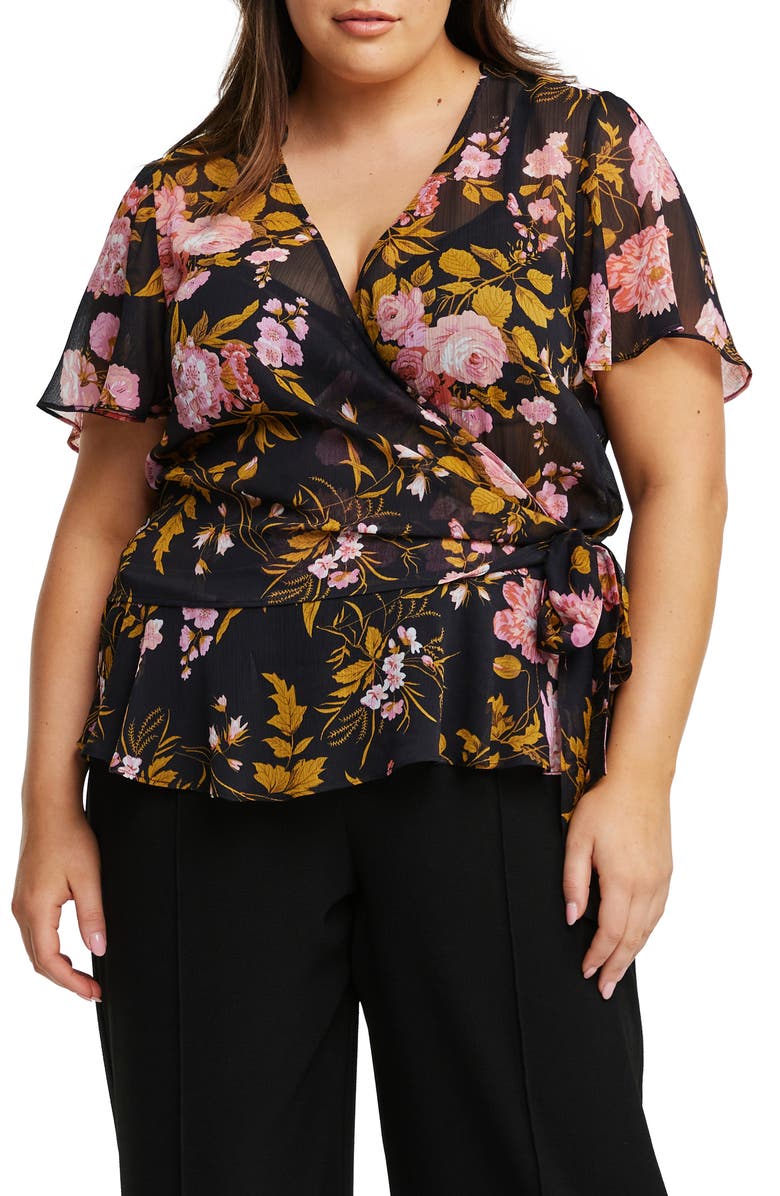 Estelle Marabella Floral Wrap Top, Main, color, 