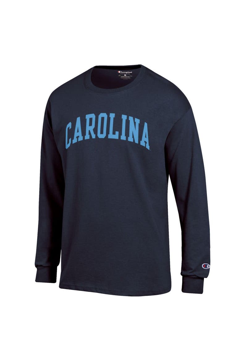 Men's Champion  Navy North Carolina Tar Heels Basic Arch Long Sleeve T-Shirt, Alternate, color, Navy