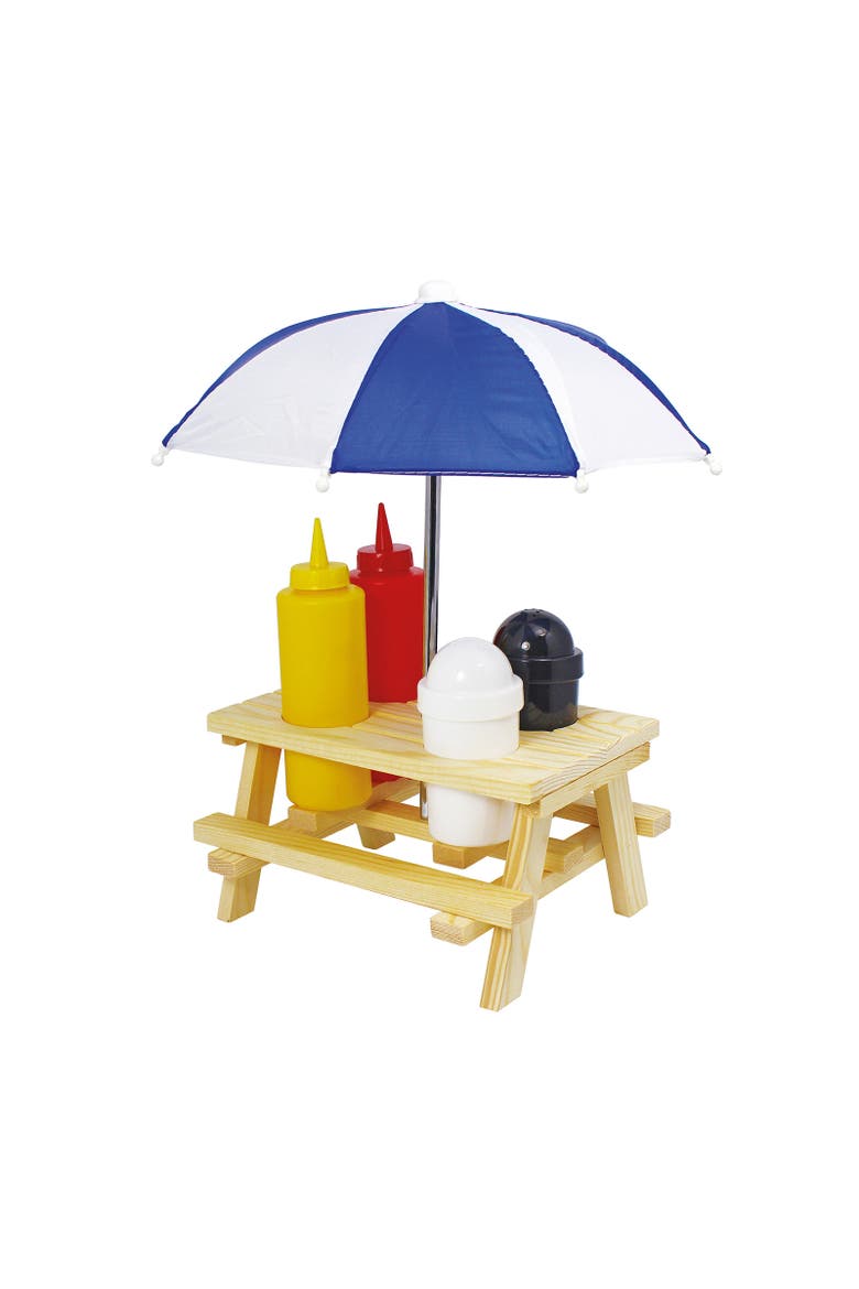 Picnic Condiment Set for Ketchup, Mustard, Salt & Pepper, 6 Piece Set, Main, color, Multicolored