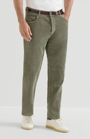 Brunello Cucinelli Garment-dyed five-pocket trousers in cotton narrow wale corduroy