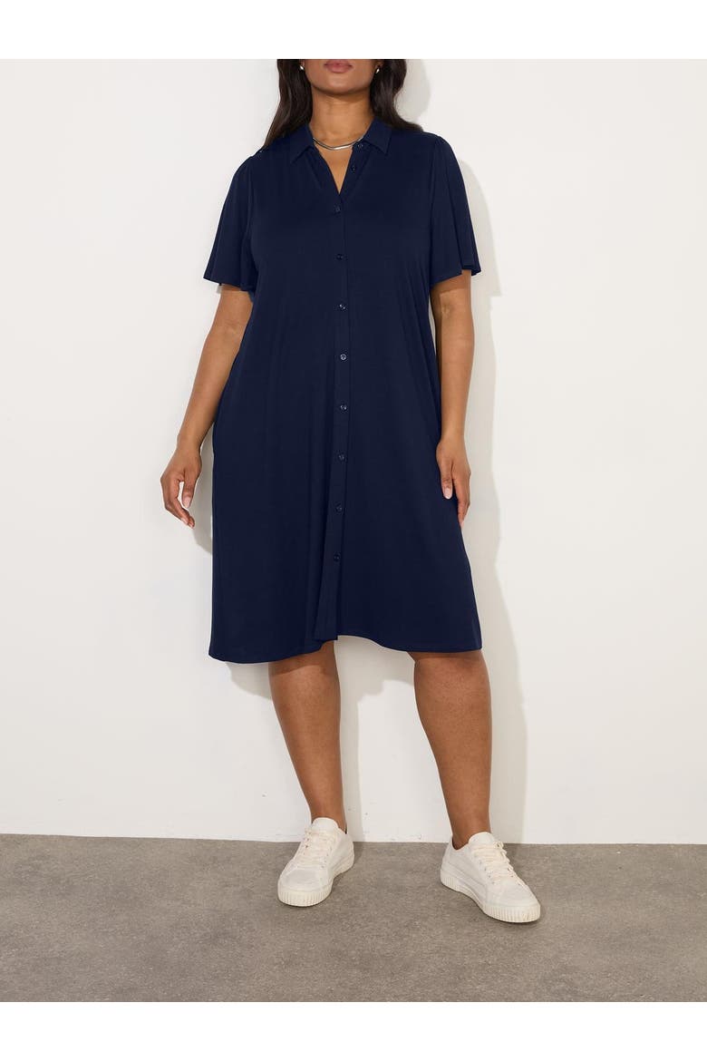 Flutter Sleeve Dress, Alternate, color, Navy