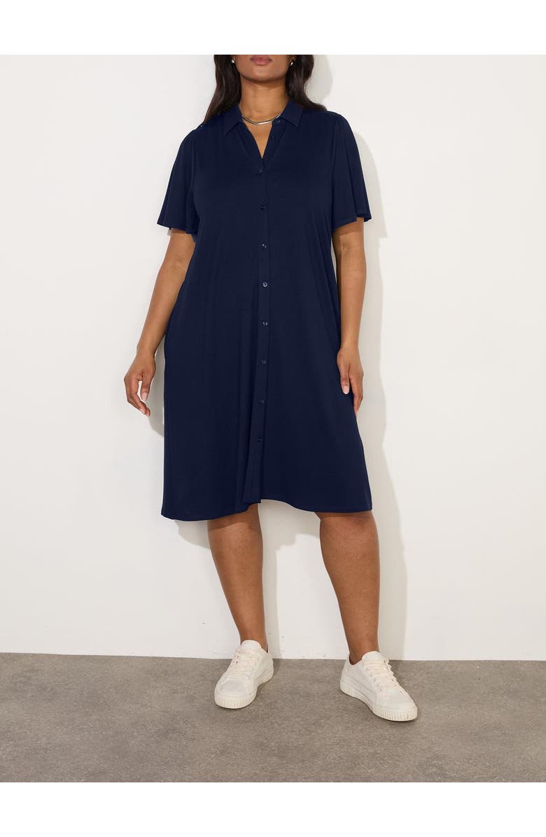 Live Unlimited Flutter Sleeve Dress, Alternate, color, Navy