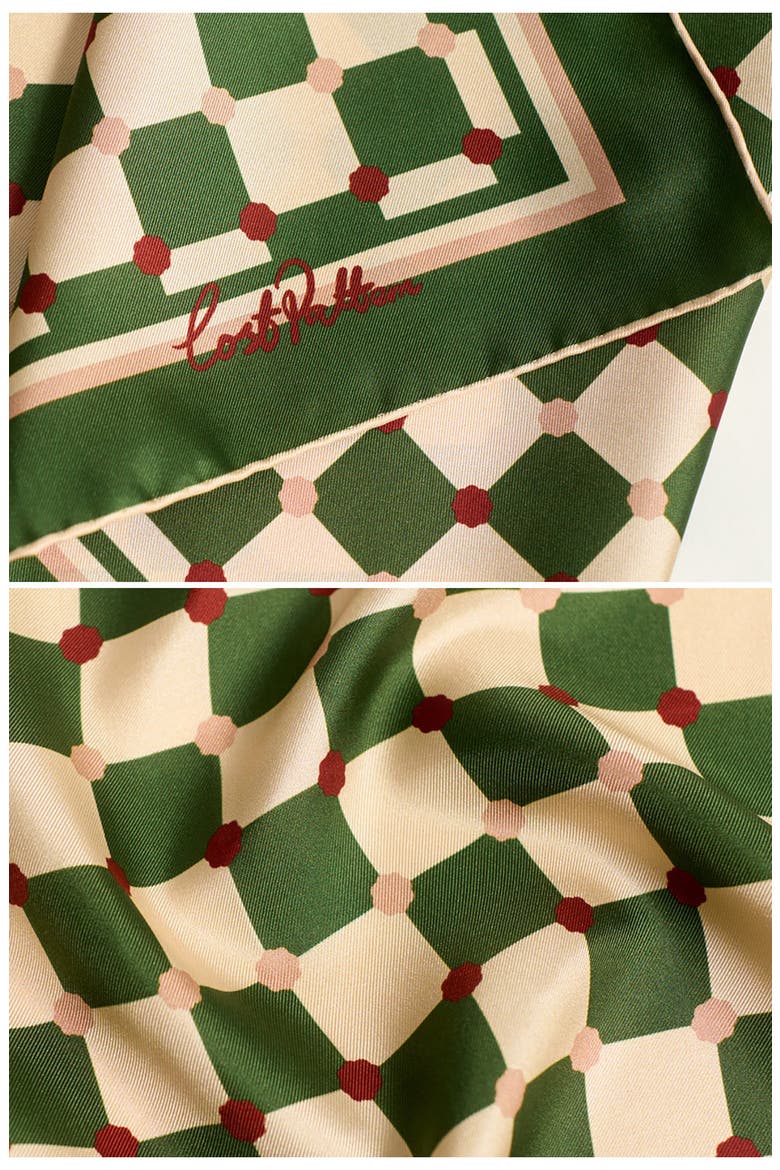 Checkerboard Silk Square Bandana, Alternate, color, GREEN