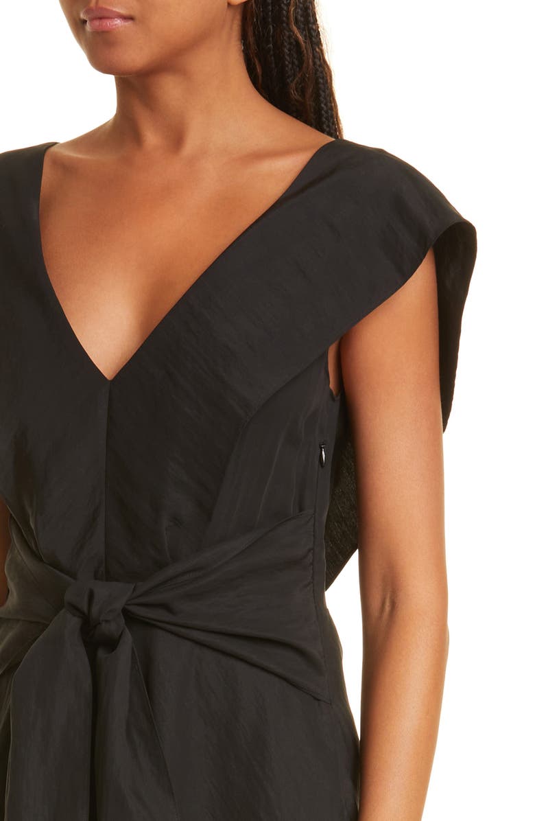 Vince Flutter Sleeve Tie Back Dress, Alternate, color, Black