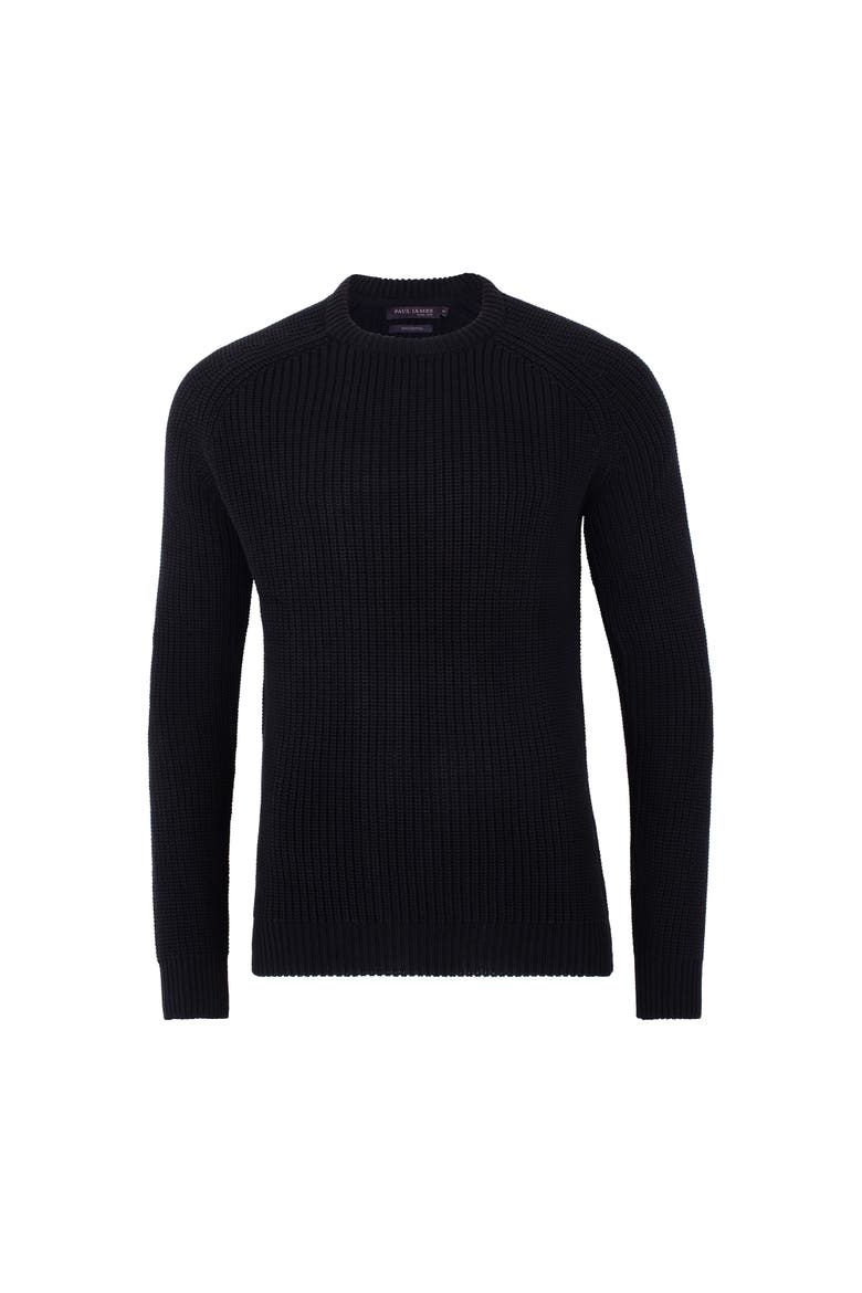 Cotton Fisherman Rib Knit Sweater, Alternate, color, Black