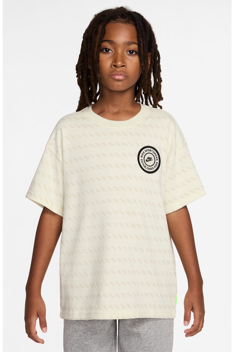 Kids' Sportswear Max90 Broken Stripe Cotton T-Shirt, Main, color, SOFT PEARL
