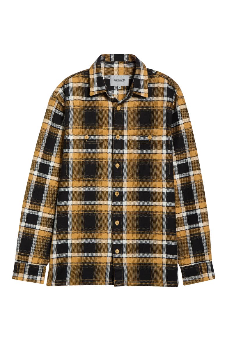 Vaughn Loose Fit Heavyweight Cotton Herringbone Button-Up Overshirt, Alternate, color, VAUGHN CHECK DIJON