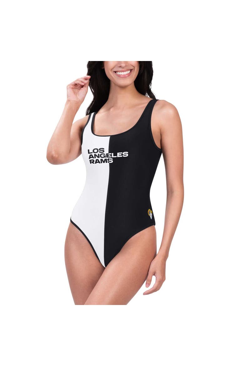 Women's G-III 4Her by Carl Banks Black/White Los Angeles Rams Last Stand One-Piece Swimsuit, Main, color, Black