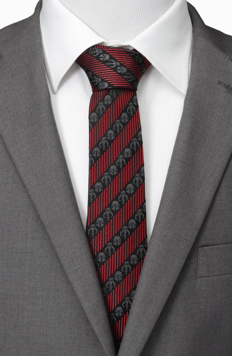 Cufflinks, Inc. Star Wars<sup>™</sup> Mandalorian Black Red Stripe Silk Tie, Alternate, color, Red