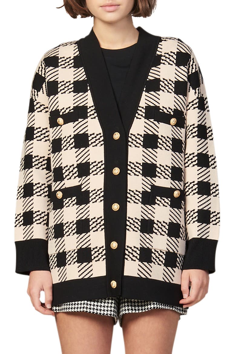 Jisou Check Cardigan, Main, color, BEIGE