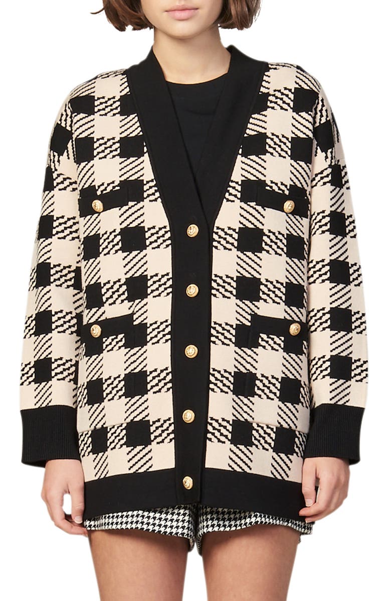 SANDRO Jisou Check Cardigan, Main, color, 
