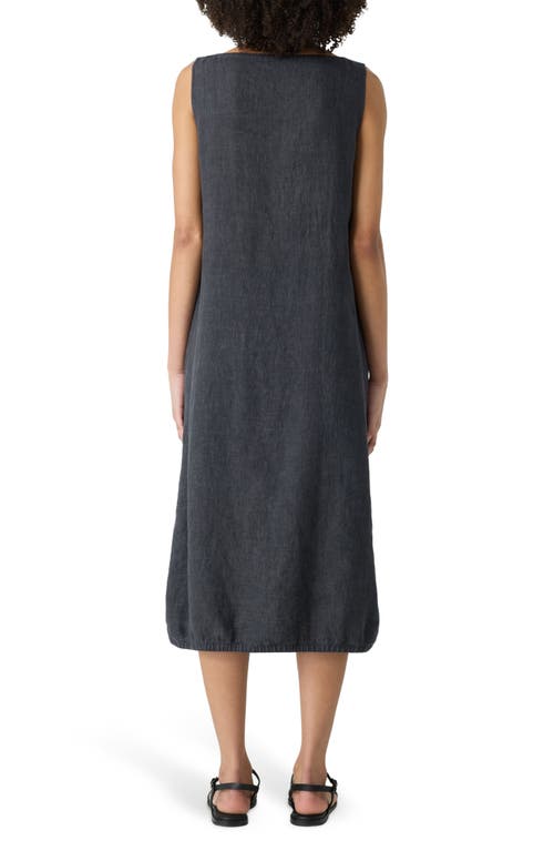 Eileen Fisher Organic Linen A-line Dress In Graphite