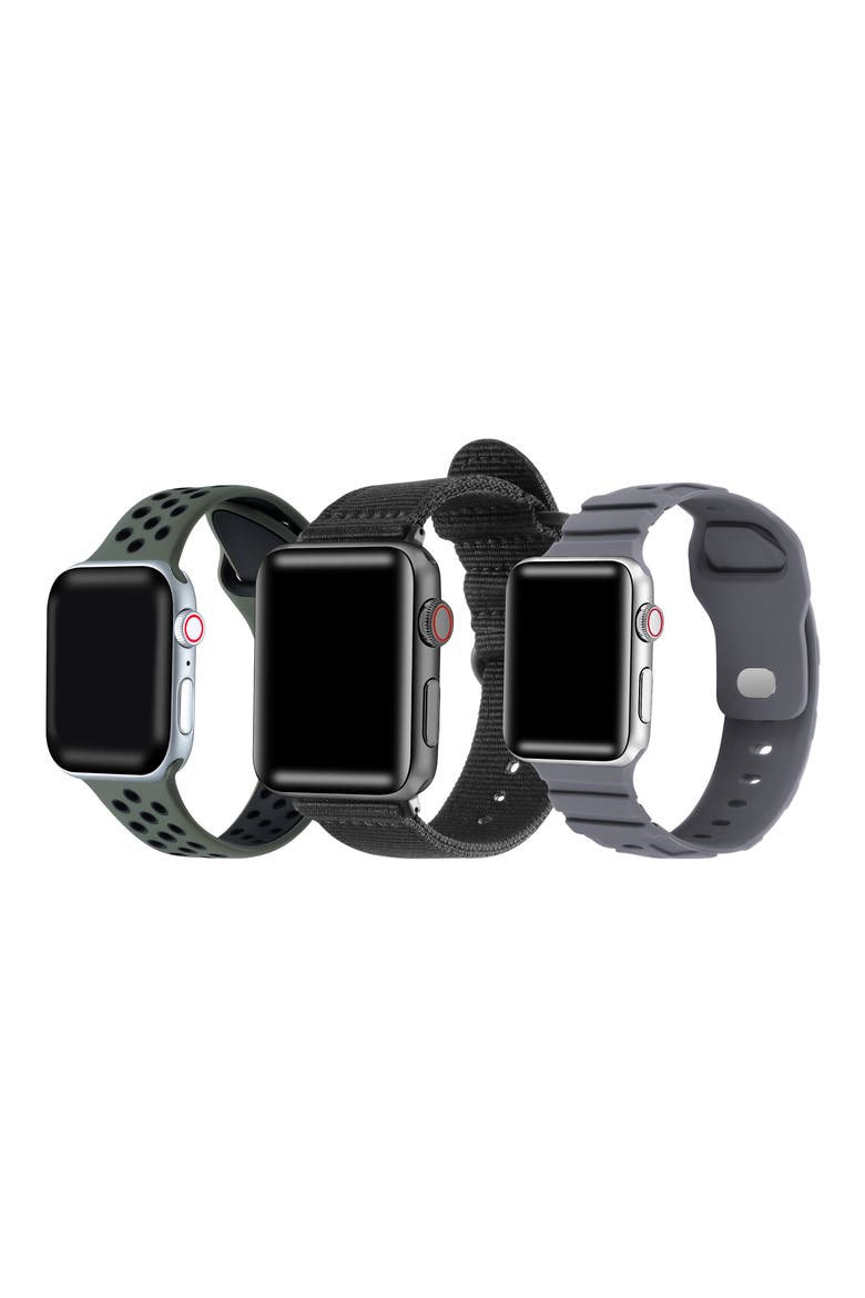Echo Sport Silicone & Nylon Watchbands, Main, color, BLACK ASSORTED