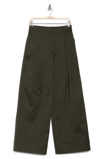 A.l.c . Bennett Pleated Wide Leg Cargo Pants In Mossy