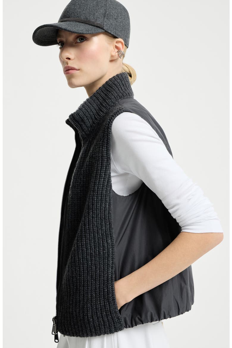 Cashmere down vest, Alternate, color, Lignite Grey