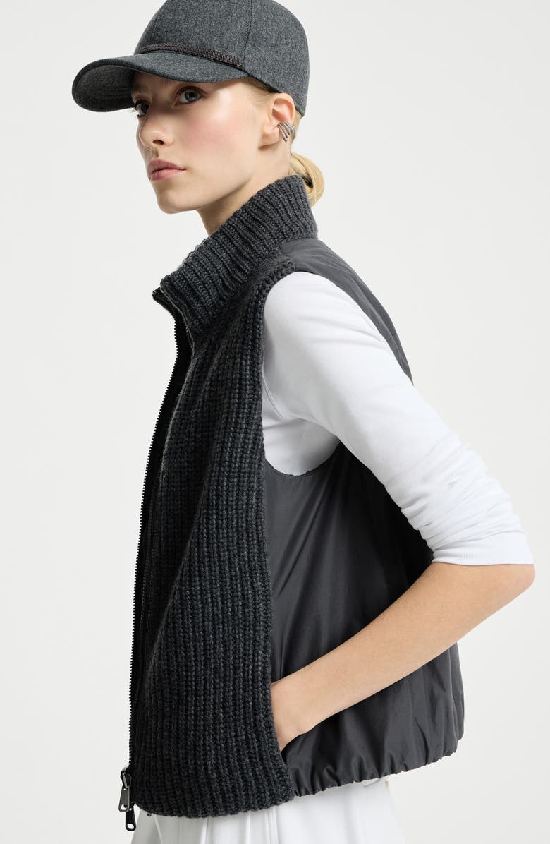 Brunello Cucinelli Cashmere down vest, Alternate, color, Lignite Grey