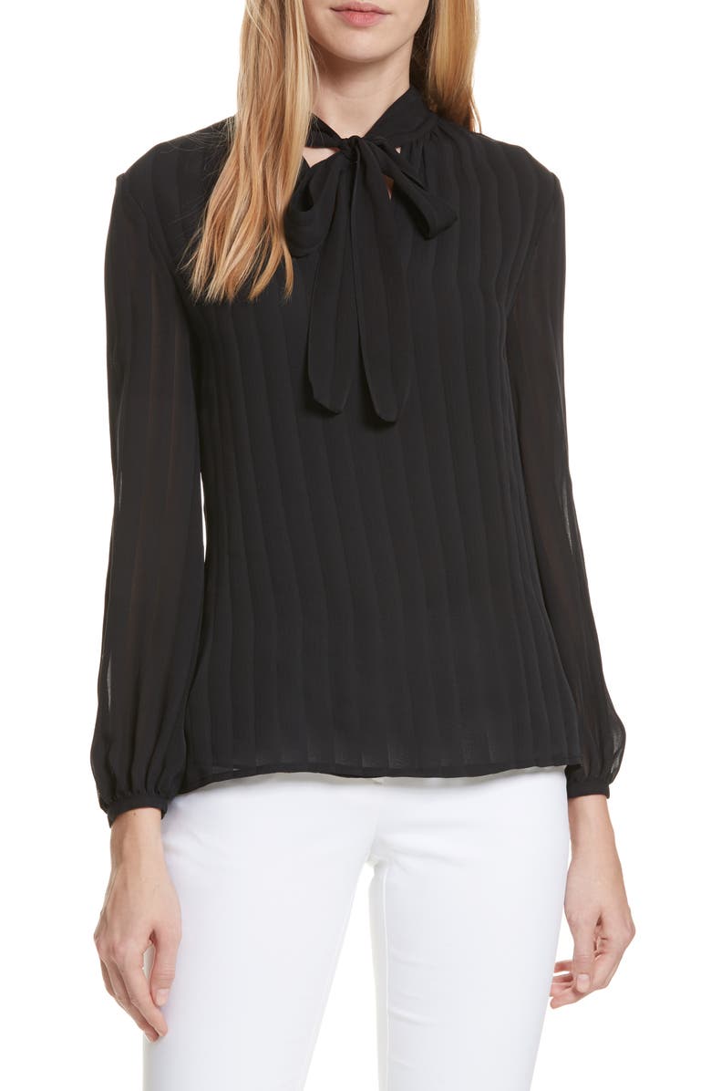 Tory Burch Emma Bow Neck Silk Blouse, Main, color, 