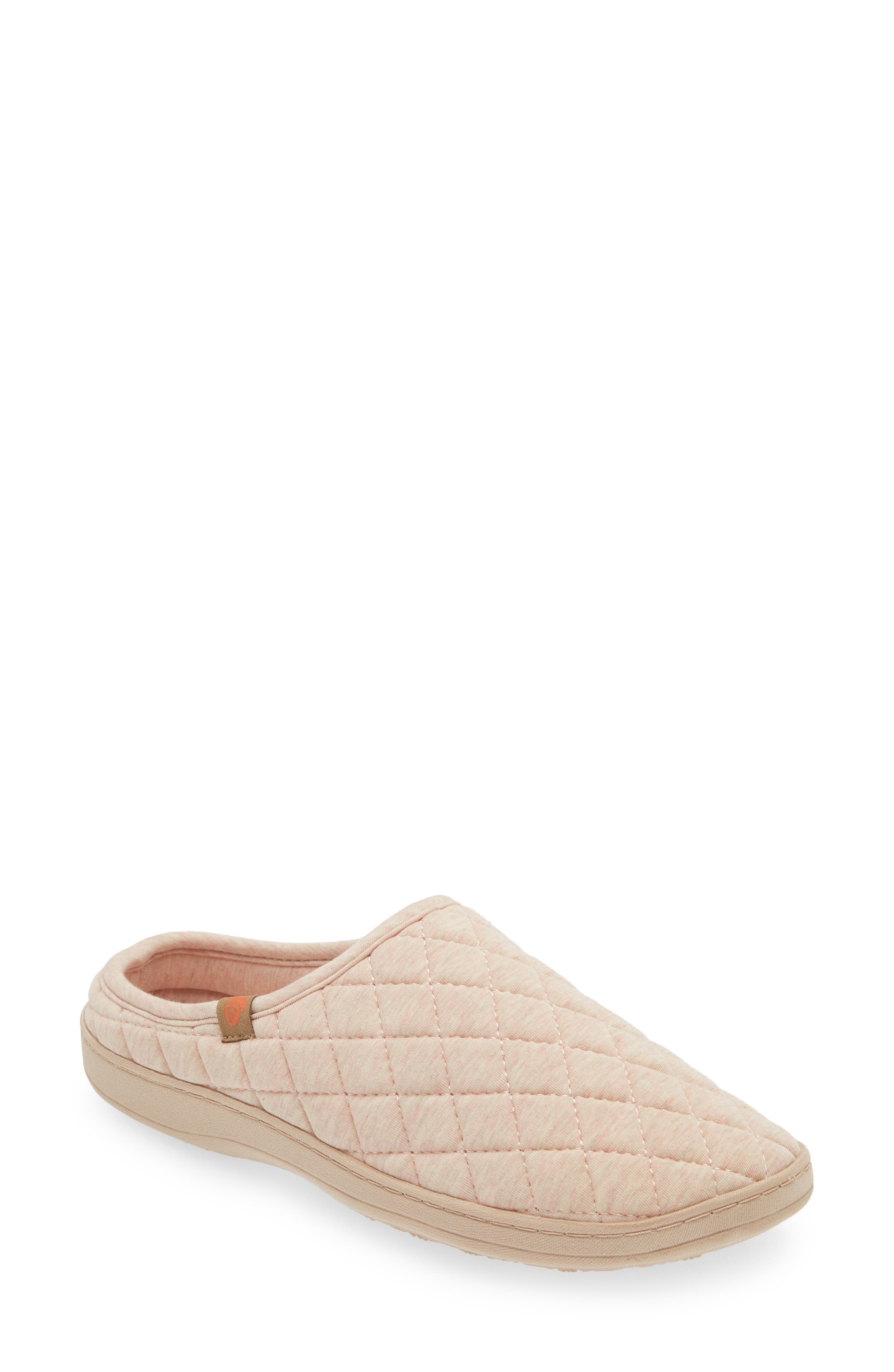 Acorn Lupine Quilted Hoodback Slipper, Main, color, Beige
