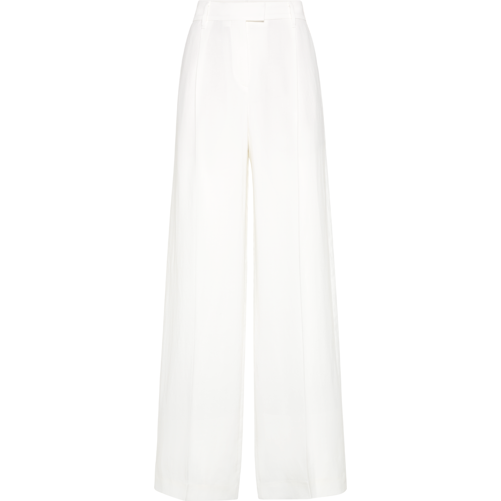 Brunello Cucinelli White Pants With Pleated Front And Jewelry Detail In White